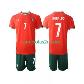 Camisolas de futebol Portugal Cristiano Ronaldo 7 Criança Equipamento Principal 2025 Manga Curta